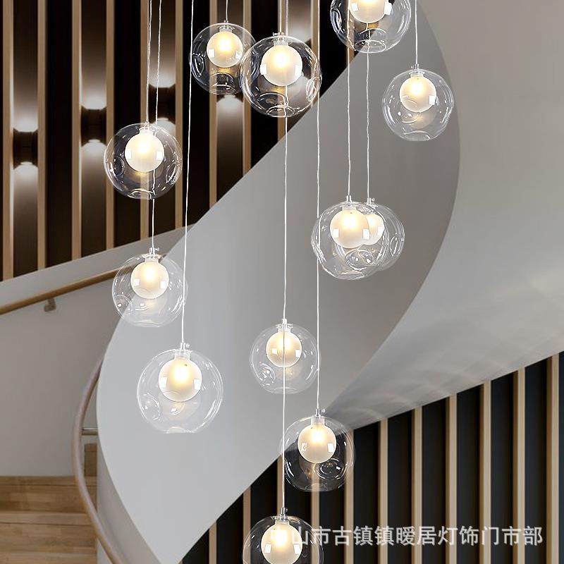 楼梯吊灯loft公寓北欧泡泡球现代复式楼跃层中空客厅楼梯间长吊灯,家装灯饰光源,智能吊灯,淘宝优惠券,粉丝福利购,淘宝优惠卷