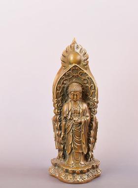 宏达 全黄铜仿古包浆西方三圣观音菩萨佛圣像铜器摆件