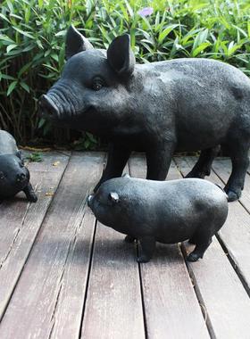 户外园林花园庭院仿真动物雕塑树脂猪摆件动物园农场饭店门口装饰