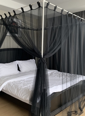 定制A类老式穿杆黑色公主风宫廷蚊帐单卖1.8m床.35米三门纹一米