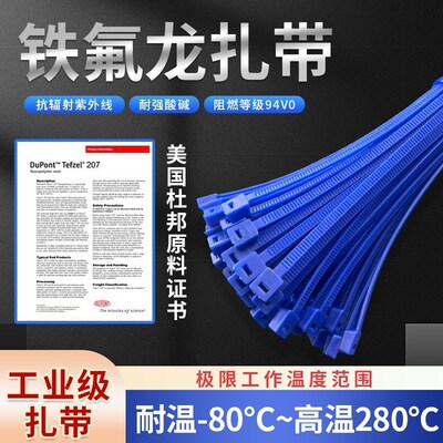 极端恶劣环境用铁氟龙扎带高温200度+核电行业耐酸碱特氟龙扎带