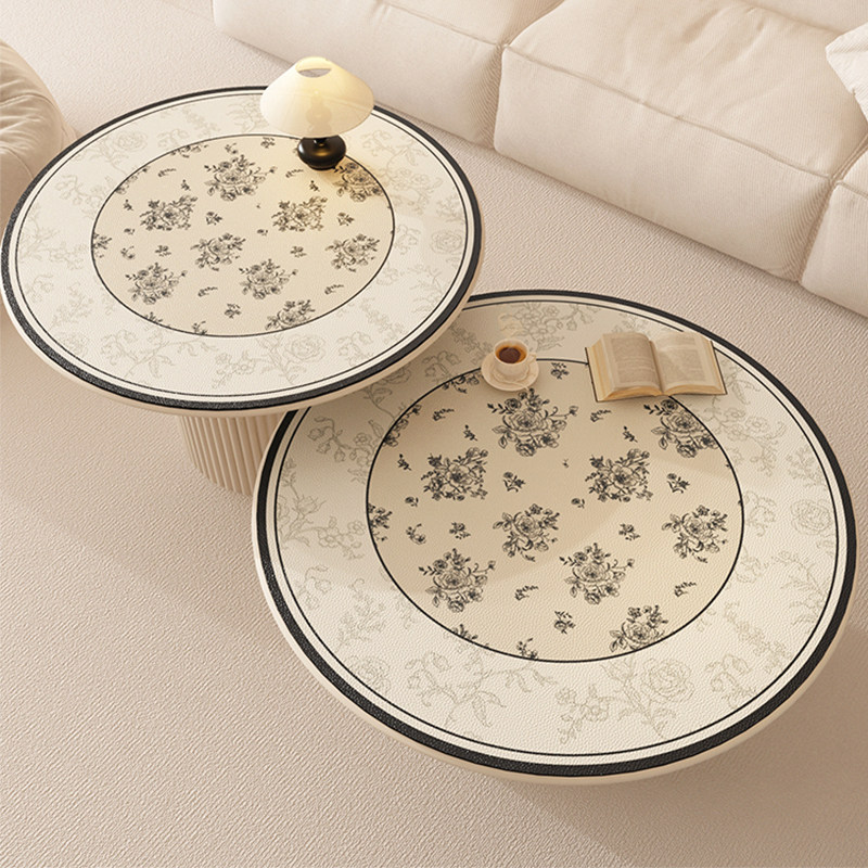奶油法式圆形客厅茶几垫圆桌布家用防水防油免打理皮革餐桌保护垫,居家布艺,桌布,淘宝优惠券,粉丝福利购,淘宝优惠卷
