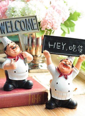 欧式复古创意黑板小厨师餐厅酒吧咖啡馆家居摆件蛋糕店装饰品摆设