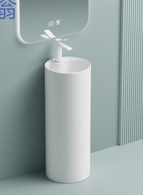 yp7简易卫生间彩色陶瓷一体立柱盆落地室外圆形洗脸北欧简约洗手