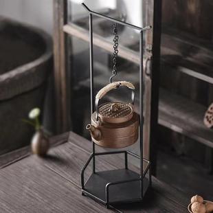日式铁艺茶棚茶室自在钩铁架围炉煮茶壶茶道艺配件悬挂可调节吊钩