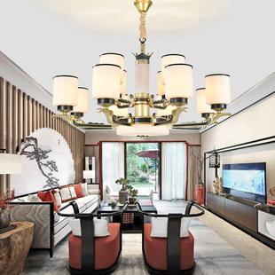 楼挑空大厅大吊灯家用餐厅灯具 创意复式 皇冠新中式 客厅玻璃灯个性