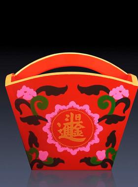 招财仿古红色桃木斗摆件创意中式家居客厅米斗升子斗木雕工艺礼品