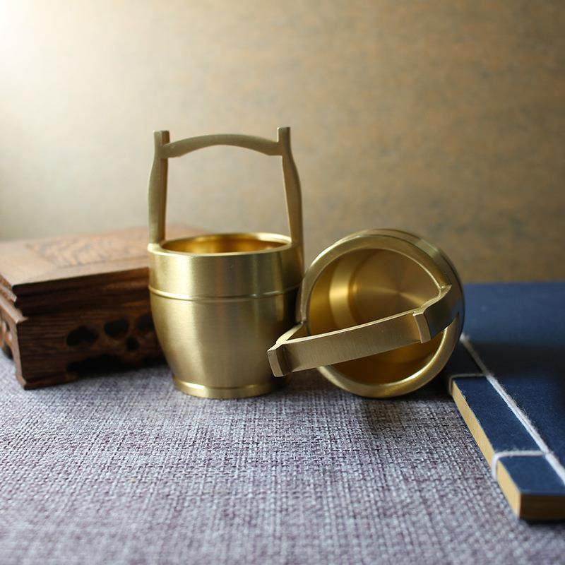 黄铜一桶金招米小铜器铜工艺品摆件纯铜水桶会销礼品金属地摊