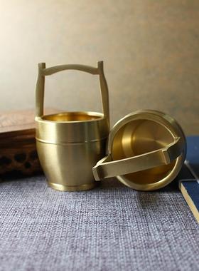 黄铜一桶金招米小铜器铜工艺品摆件纯铜水桶会销礼品金属地摊