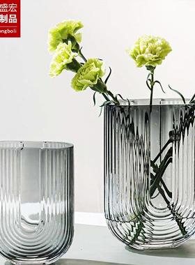 北欧 U型 透明摆件居家客厅装饰简约鲜花创意水培玻璃花瓶插花器