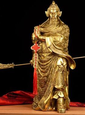 黄铜关公摆件铜武财神关二爷供奉神像武圣关羽关公财神金属工艺品
