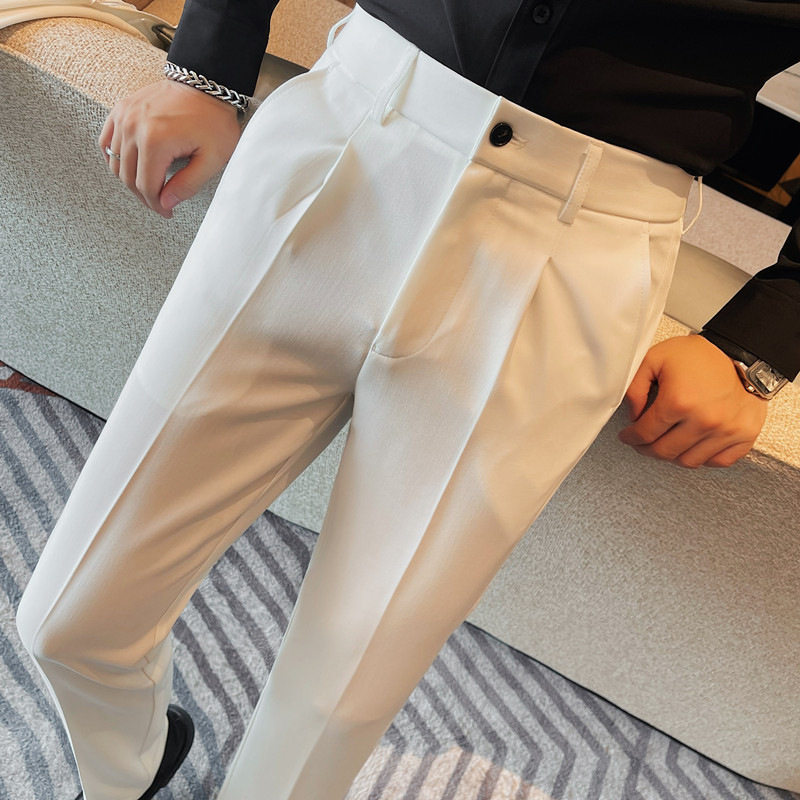 2024新款男士春季纯色休闲西裤 男士修身舒适松紧腰百搭小脚裤男,男装,休闲裤,淘宝优惠券,粉丝福利购,淘宝优惠卷