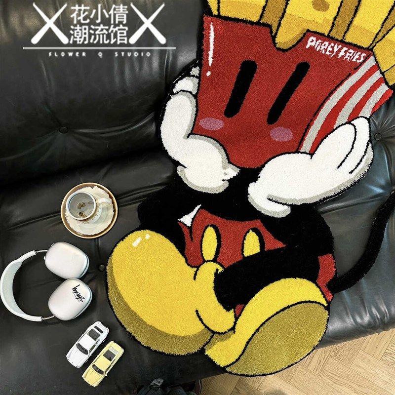 恶搞薯条米奇地毯卡通可爱卧室床边毯客厅沙发茶几垫创意家居地毯,居家布艺,床边毯,淘宝优惠券,粉丝福利购,淘宝优惠卷