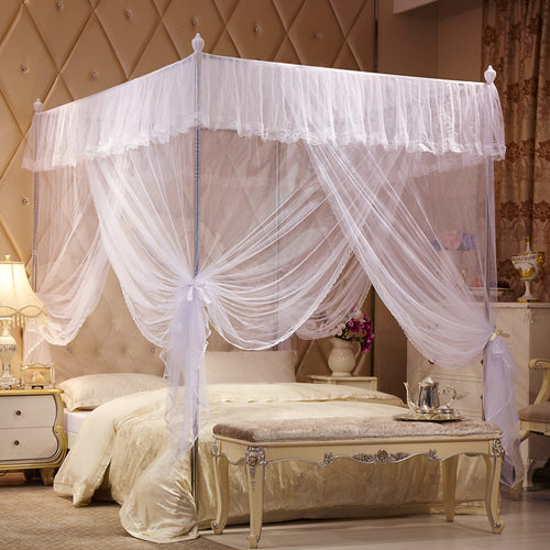 三开门宫廷蚊帐家用1.8m床加密加厚1.5纹账公主风落地支架2.0x2.2