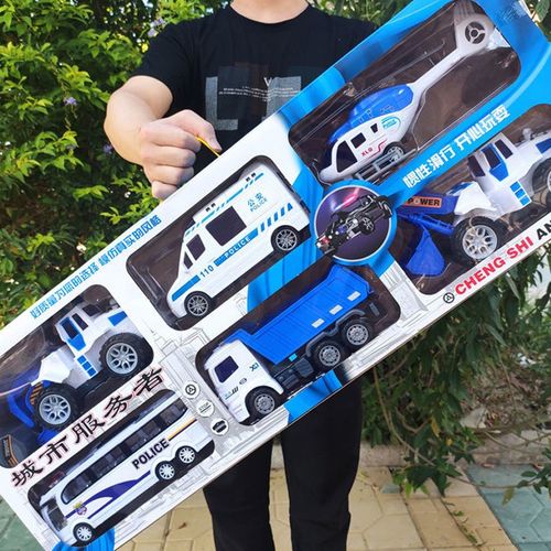 3-6岁大号儿童惯性男孩玩具仿真汽车工程车飞机救护车警车礼盒