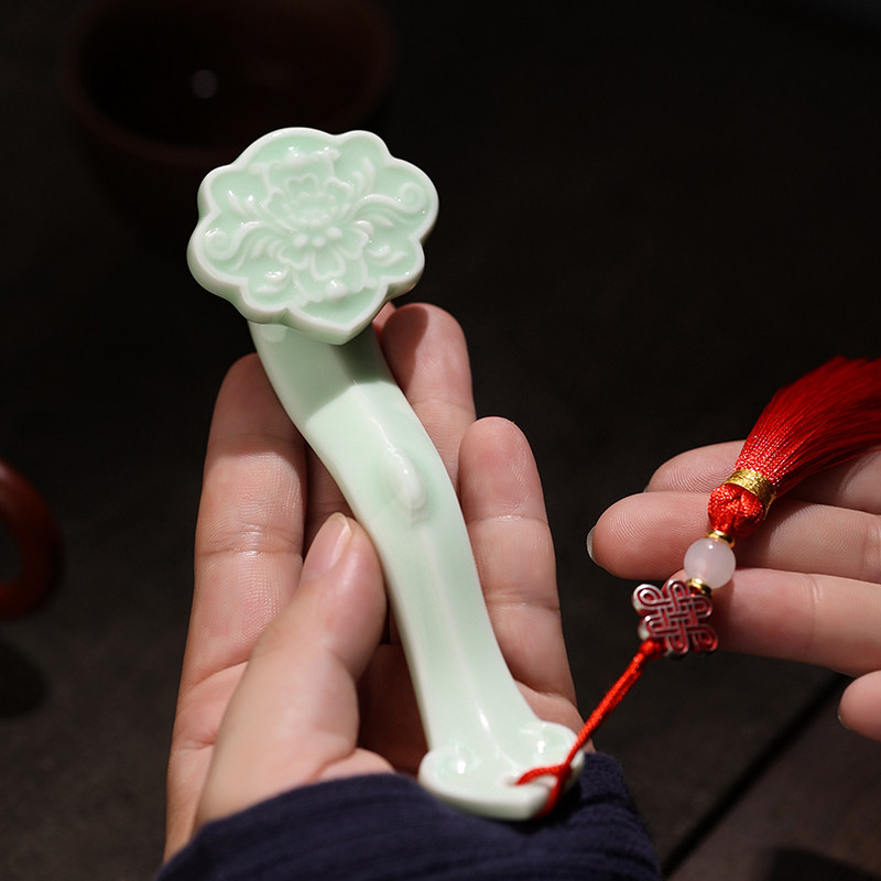 中式创意陶瓷玉如意小摆件家居书房书桌镇纸笔架装饰品小配件礼品,家居饰品,装饰摆件,淘宝优惠券,粉丝福利购,淘宝优惠卷