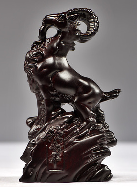 黑檀木雕羊摆件实木雕刻木质生肖羊红木工艺品办公室客厅家居礼品