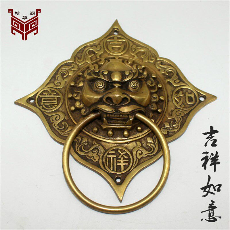 兽头门环拉手古铜狮子头拉手仿古大门复古门环虎头中式装饰拉手环