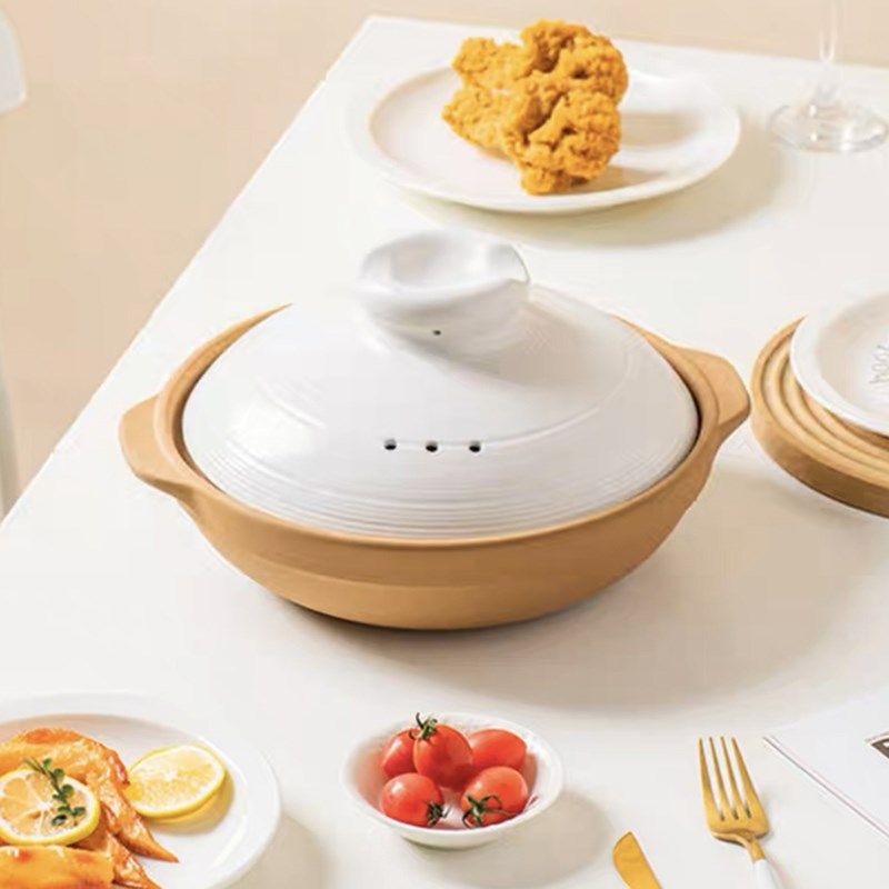 自然厨陶瓷砂锅炖锅明火沙锅汤锅石锅煲仔饭家用耐高温专用煲仔白