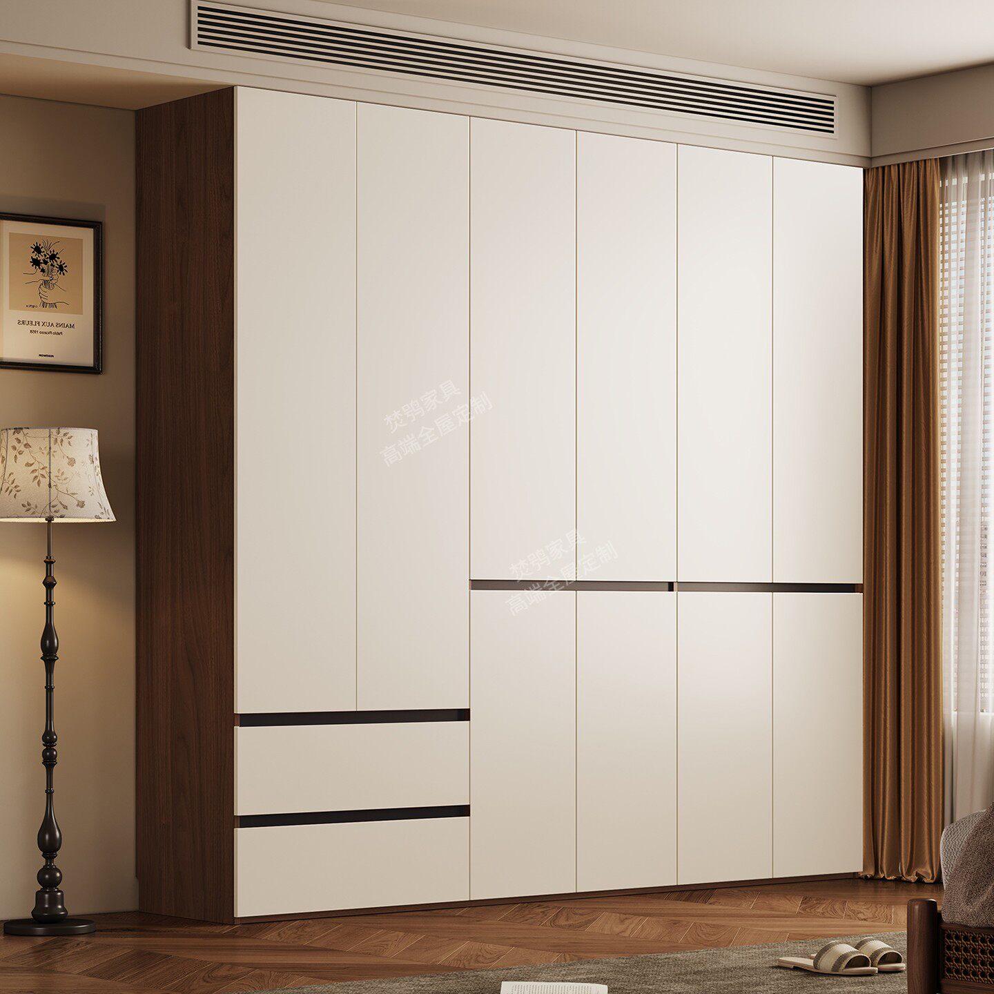 现货四门六门衣柜组合家用奶油风储物柜小户型全橡木2026新款衣橱