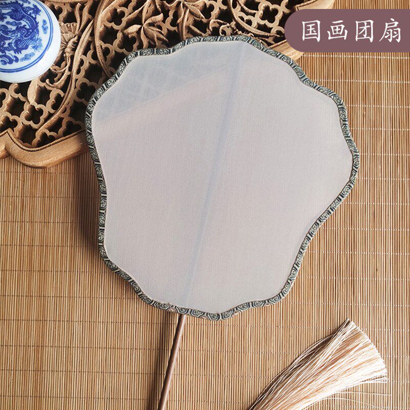 凤冠国画团扇熟绢绘画扇子空白工笔画手绘宫扇古风汉服仿古宫廷扇