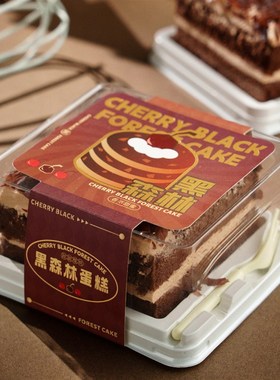 黑森林切块蛋糕盒巧克力瑞士卷正方形透明甜品盒烘焙黑森林西点盒