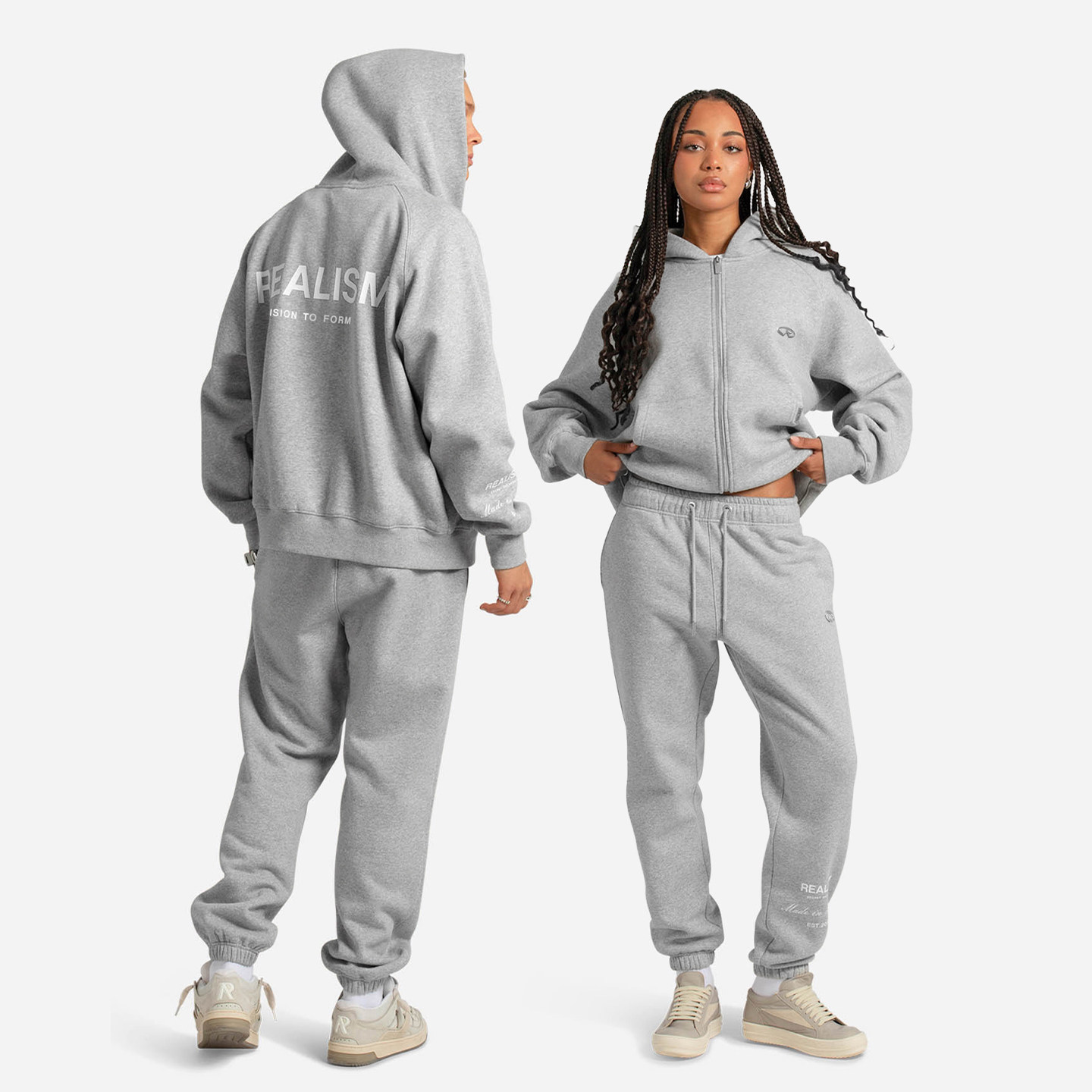 Realism潮牌卫衣卫裤 男ins高街复古重磅连帽运动休闲服男女同款