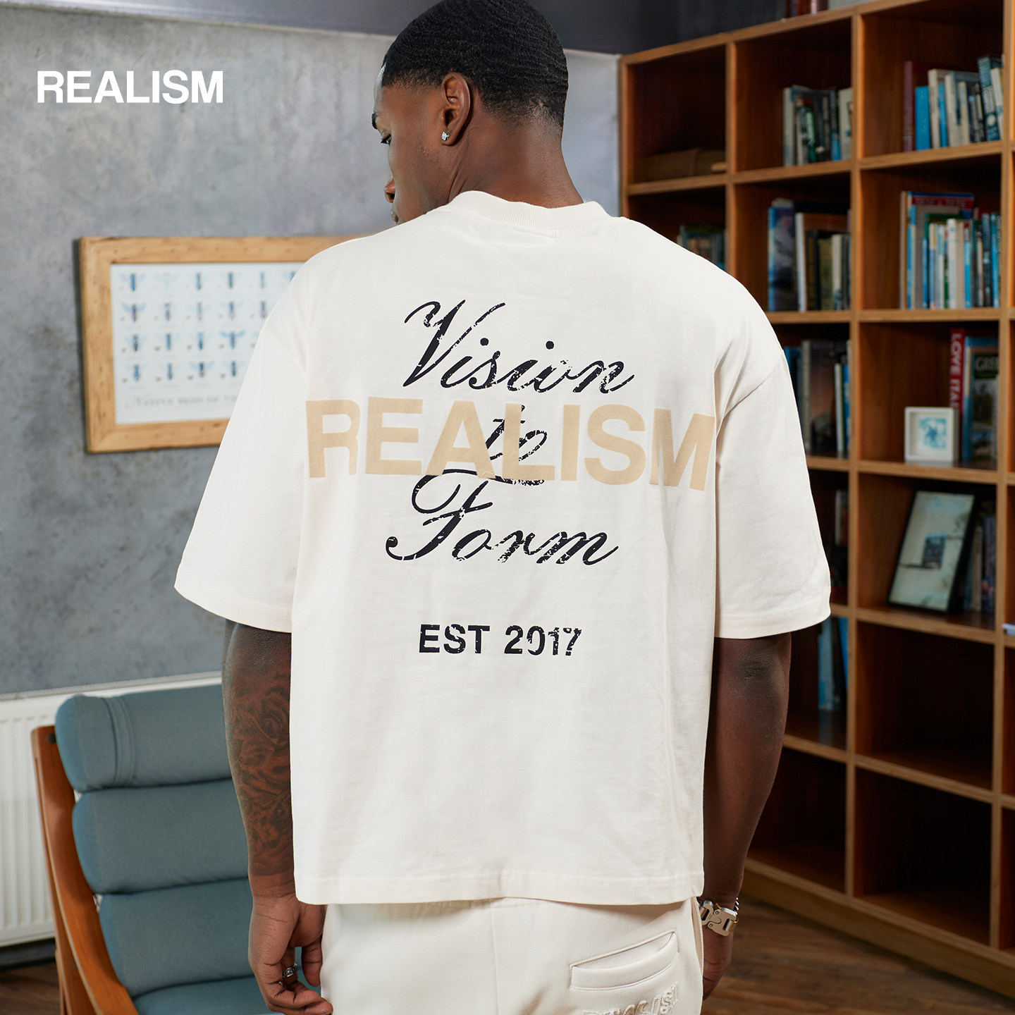 REALISM纯棉涂鸦宽松T恤男女