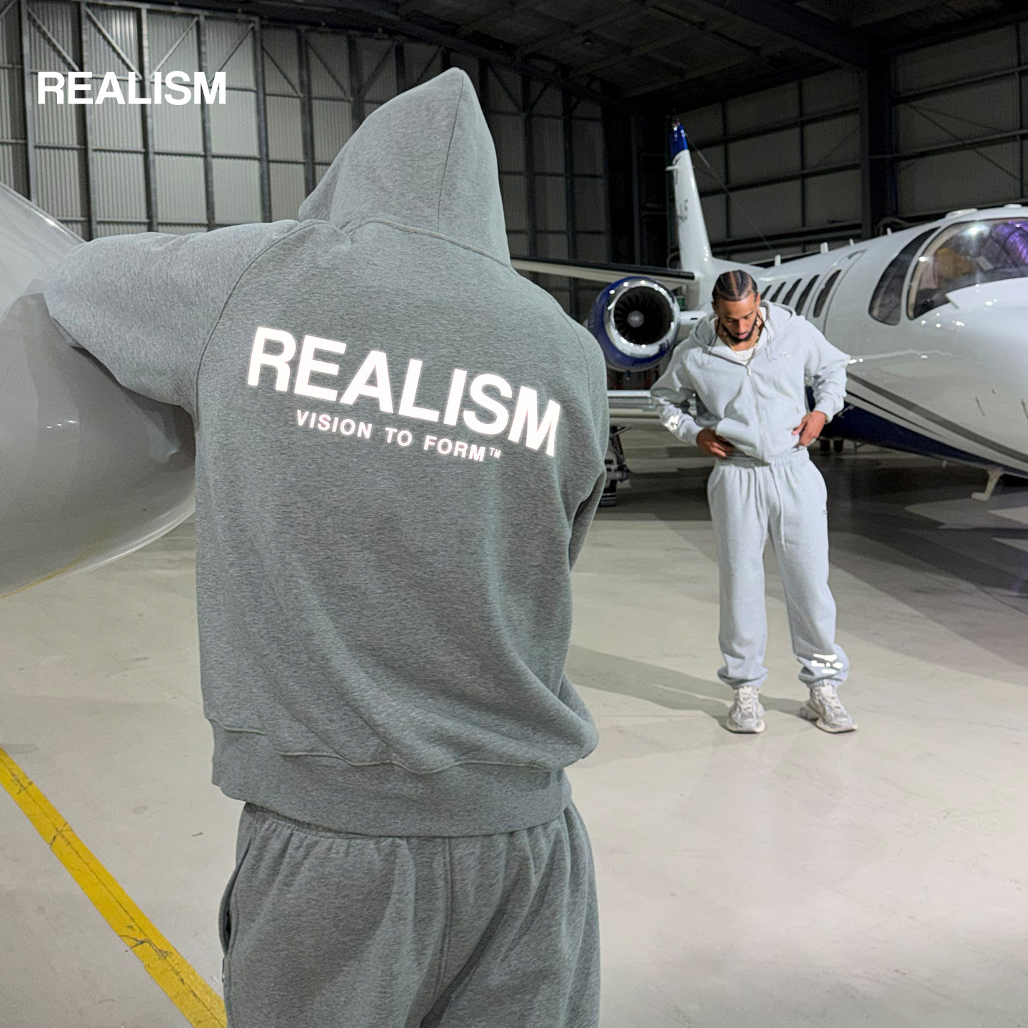 Realism潮牌拉链连帽卫衣卫裤 男女同款 美式高街反光LOGO连帽衫