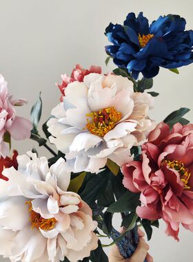 欧式贵妃牡丹仿真花 复古油画芍药绢花室内客厅茶几摆件装饰推荐