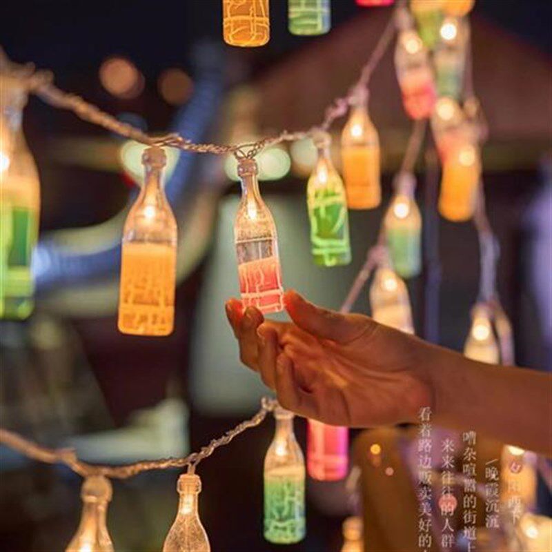 led小彩灯夜市许愿瓶创意酒瓶灯挂件夜光小龙虾灯装饰