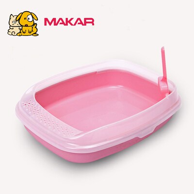 美卡 敞开式小号猫厕所 防溅式半封闭猫砂盆(2色可选)