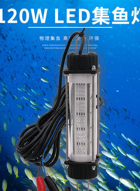 120W大功率水下诱鱼灯 LED夜钓集鱼灯 鱿鱼灯引鱼灯 船用冰钓鱼灯