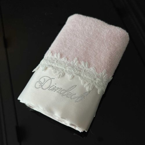 DIMDEVL汀黛 烫钻时尚柔软粉色玫瑰毛巾家用洗脸巾
