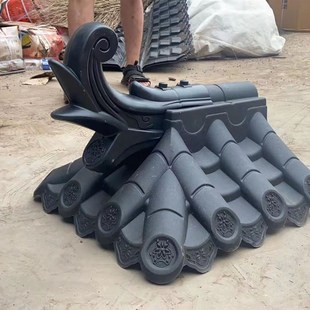 围墙瓦树脂堵头双面一体瓦墙头瓦封头仿古封头马头墙封边装饰