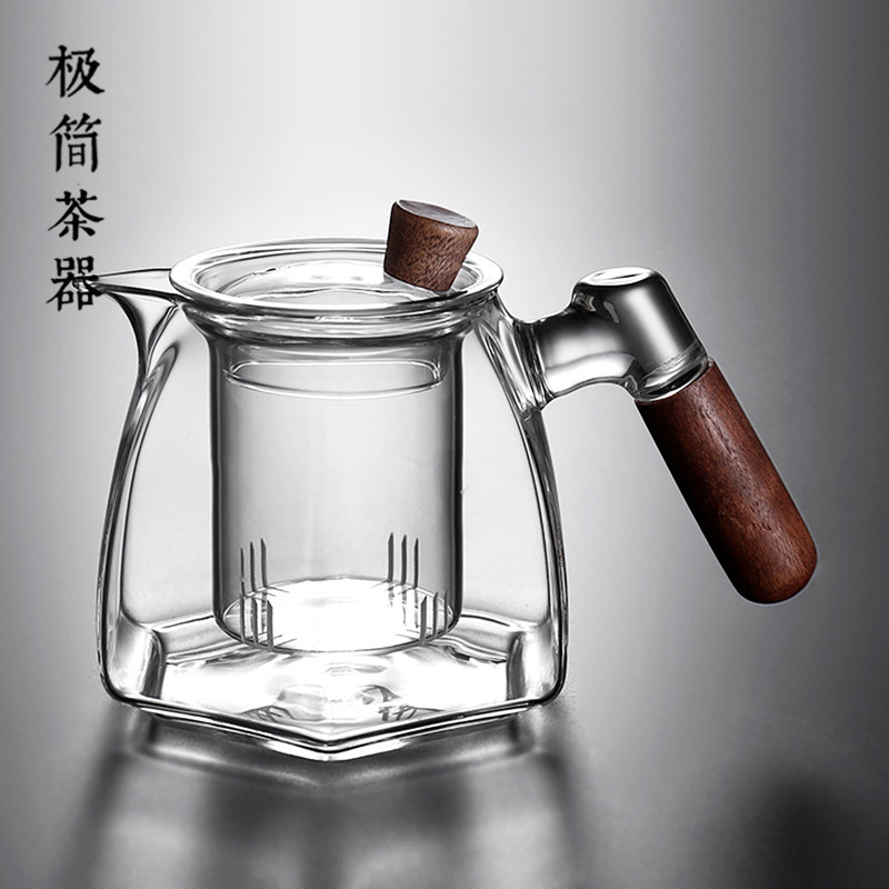 加厚复古耐高温玻璃过滤泡花茶壶茶水分离单壶沏煮茶器家用600ML