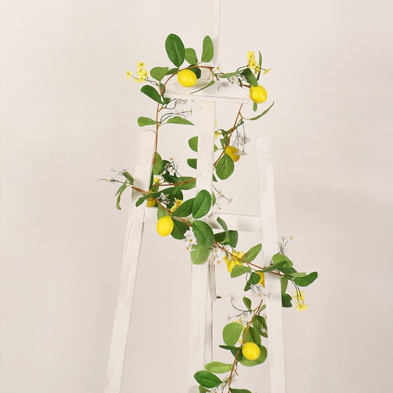 仿真花挂件柠檬双色小花藤条家居装饰花藤吊顶缠绕挂饰吊篮1.7米