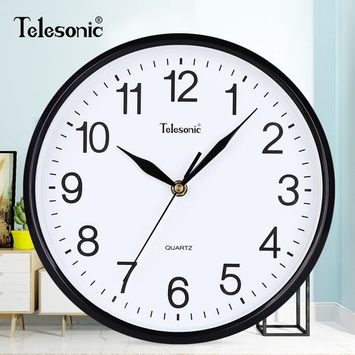 TELESONIC/天王星静音挂钟简约时尚卧室客厅会议室现代石英钟挂表
