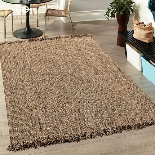 手工黄麻编织地毯家用客厅茶几沙发垫书房地垫卧室床边毯定制地垫