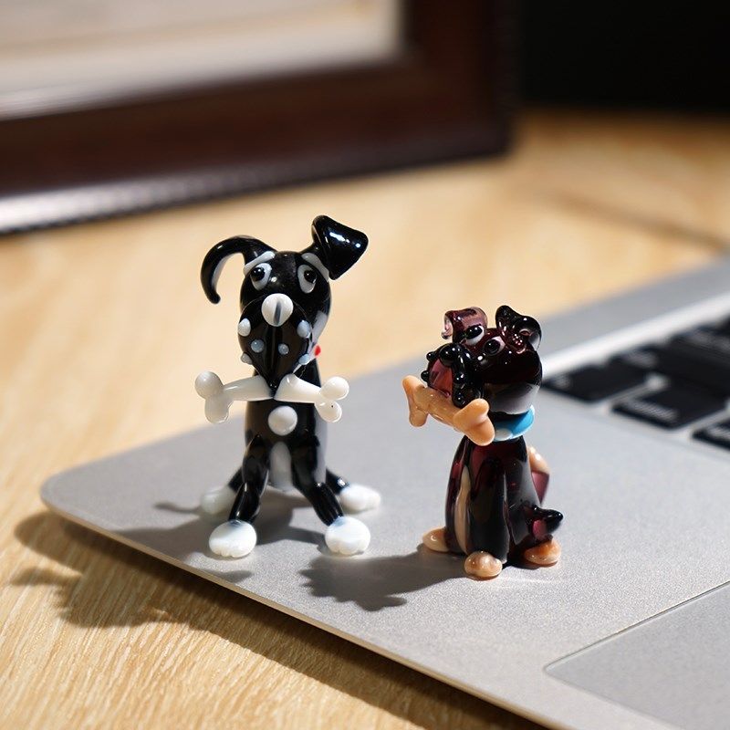 大师工艺手工玻璃狗狗小摆件琉璃创意柜台桌面装饰纯手作工艺品