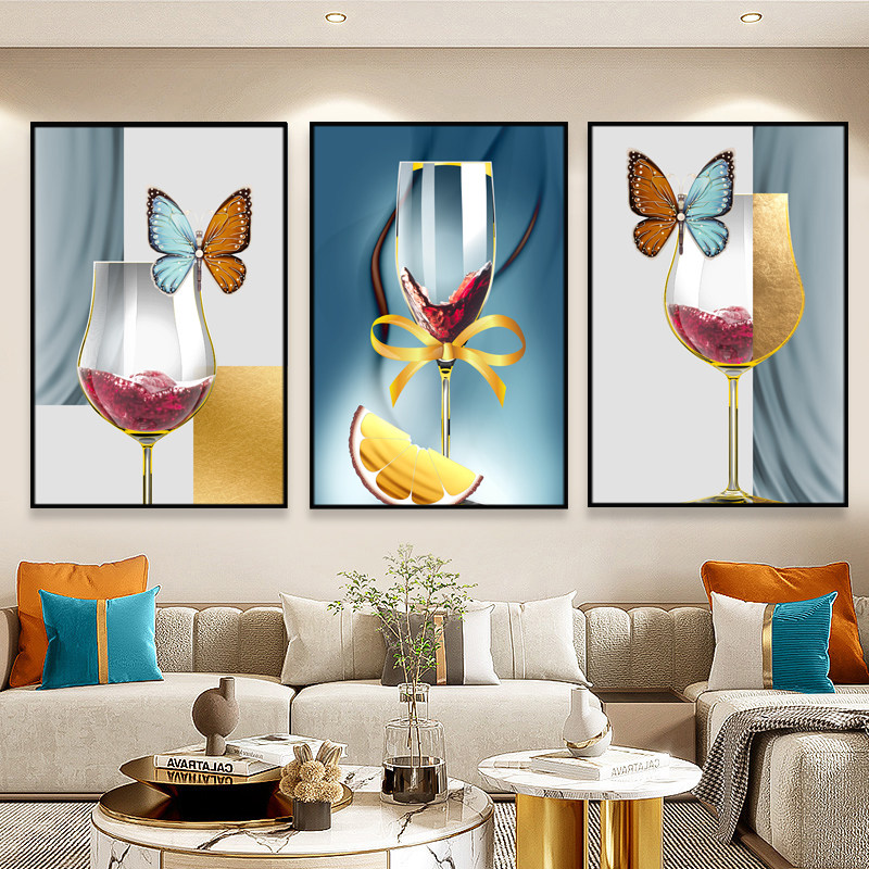 三联画客厅自粘壁画沙发背景墙纸餐桌装饰墙贴画餐厅饭厅墙上贴饰,家居饰品,现代装饰画,淘宝优惠券,粉丝福利购,淘宝优惠卷
