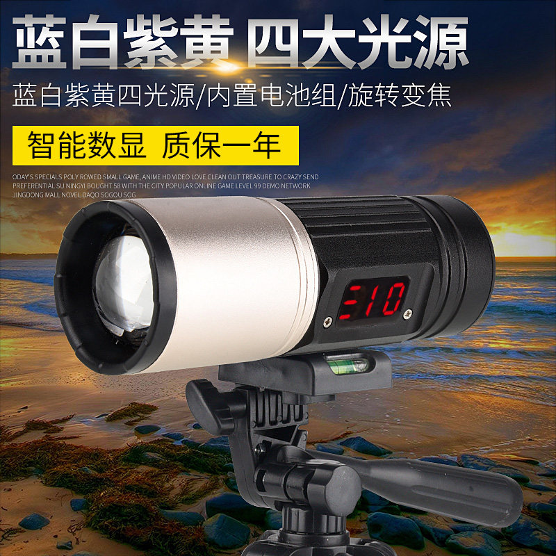 锐尼蓝光头灯强光充电超亮大功率200钓灯台钓双光源筏钓鱼夜钓灯w