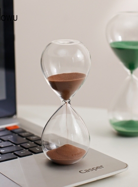 玻璃沙漏简约计时器创意桌面摆件客厅书柜摆设物件办公室工位装饰