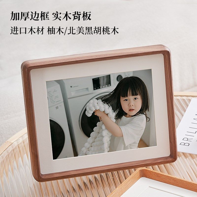 实木圆角相框桌面木可思摆台儿童婚纱照家庭照留念多尺寸可摆可挂
