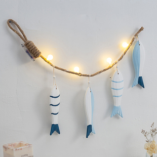 创意led发光地中海海洋风格家居夜灯鱼串挂件个性室内卧室装饰品