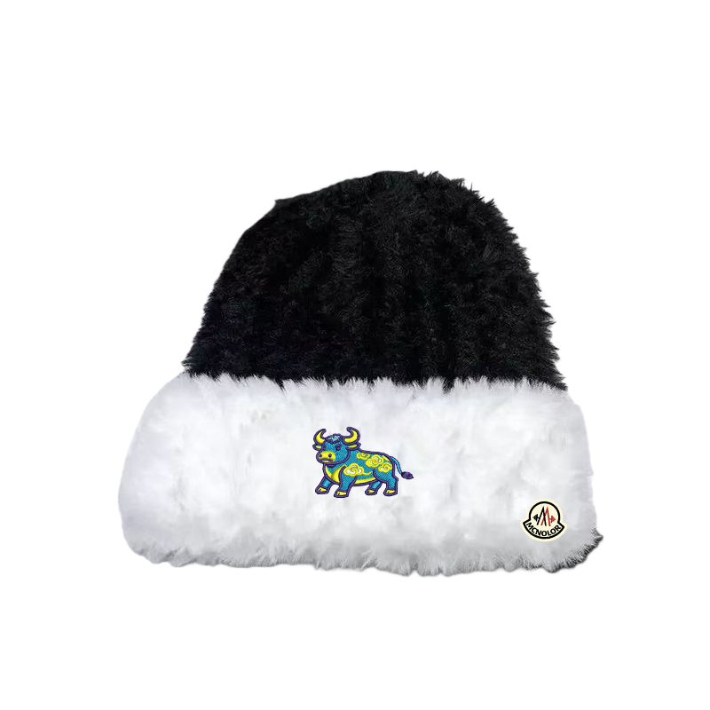 【全球轻奢】蒙口钢琴撞色毛绒棒球帽男女牛年限定图案护耳帽韩版