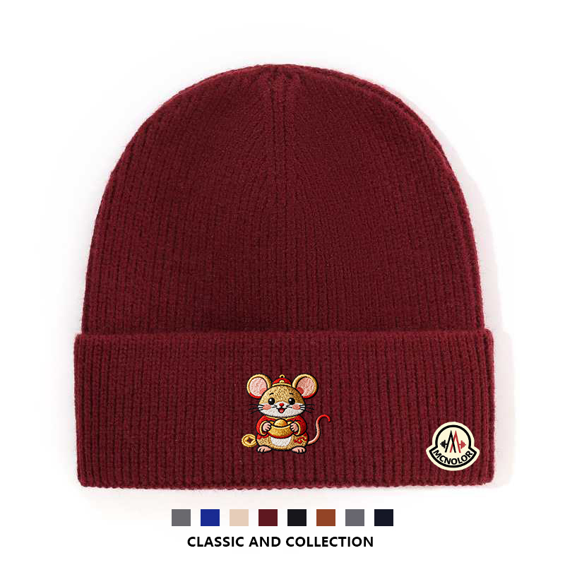 【全球轻奢】蒙口钢琴韩版百搭毛线帽男女秋冬鼠年限定保暖针织帽