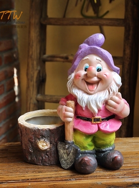 田园树脂小矮人庭院种植绿植装饰摆件