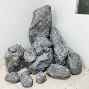 仿真石头造景装 饰假山石园林景观摆件拍摄道具庭院美化淡灰色风格