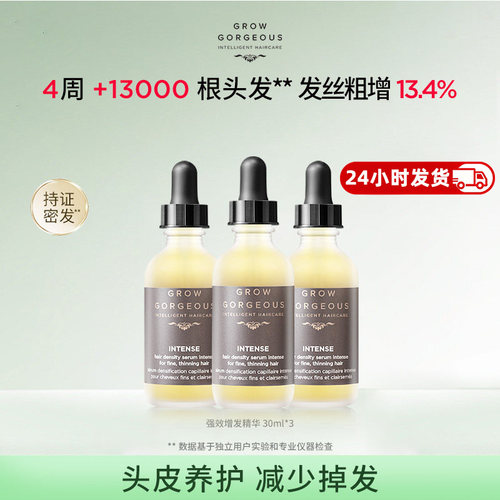 GrowGorgeous强效增发精华90ml头皮护理营养液密发效期至27/7